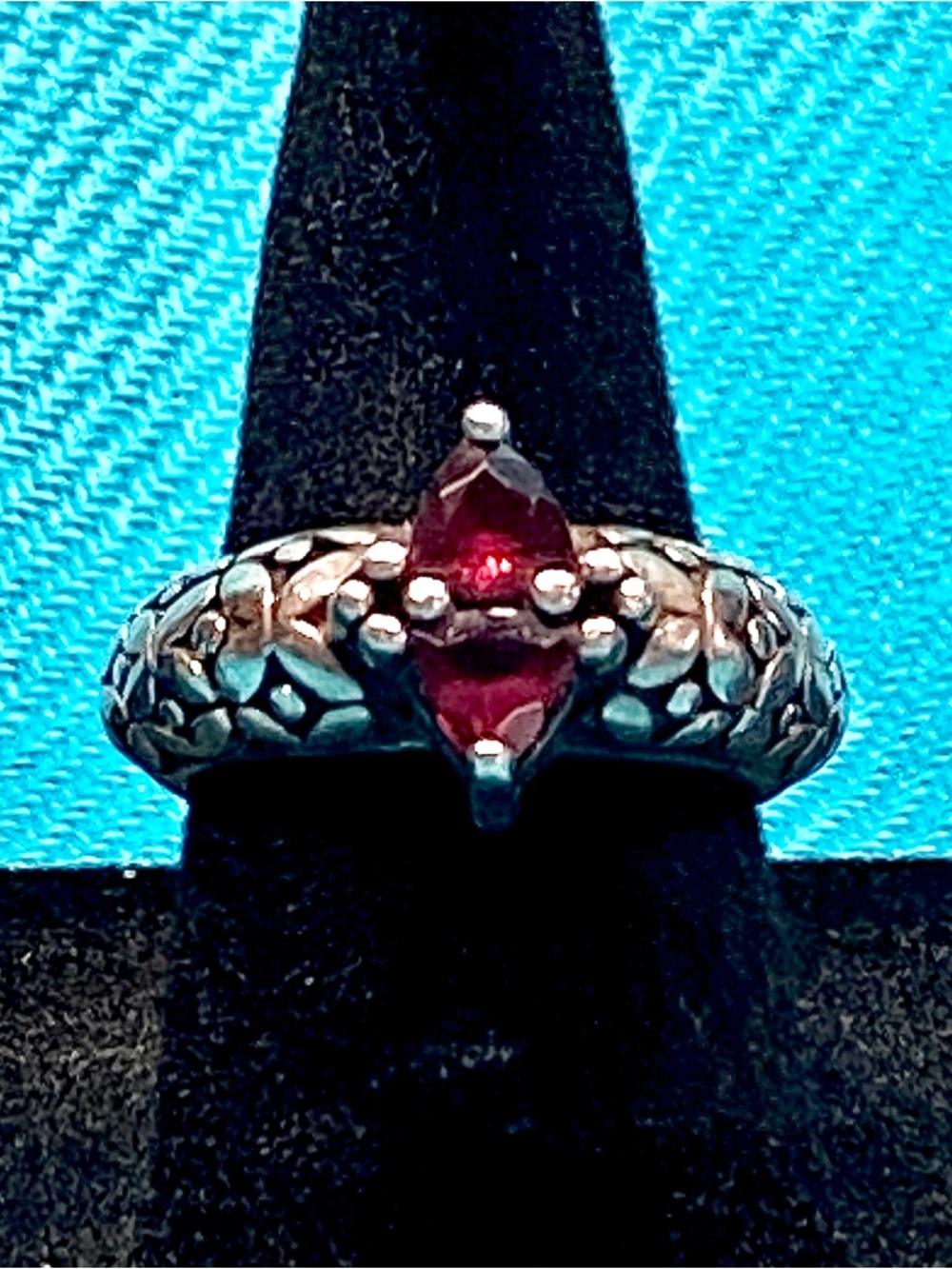 Sterling Silver Triangular Garnet Gemstone Ring